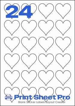 24UP 24UP_43x43_CL2443H-Heart template for Cloud Labels