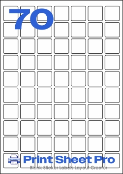 70UP 70UP_LL-25x25 template for Labels On Sheets