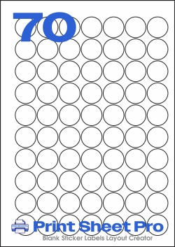 70UP 70UP_25dia_A25 template for Perfect Labels